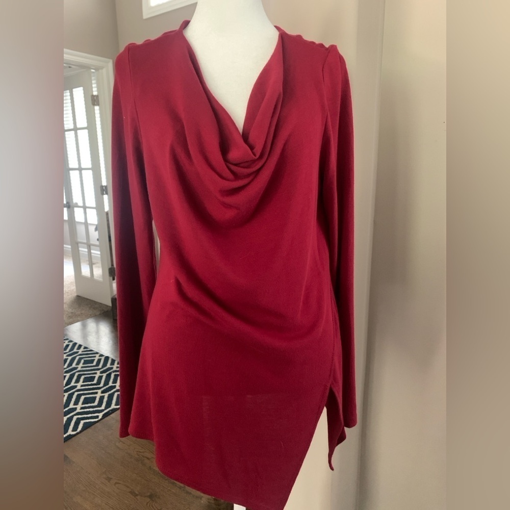 NWT Roz & Ali Medium Elegant Red Women's Sweater Top/Dress P2P 23-26